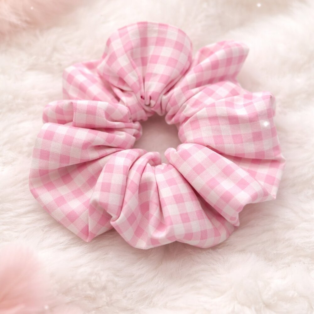 Pink Gingham Cotton XXL Scrunchie